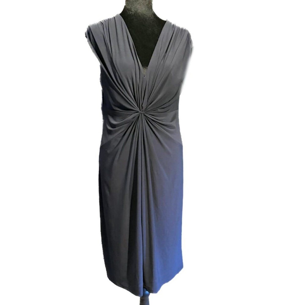 Chaps Navy Knot-Front Sleeveless Midi Dress